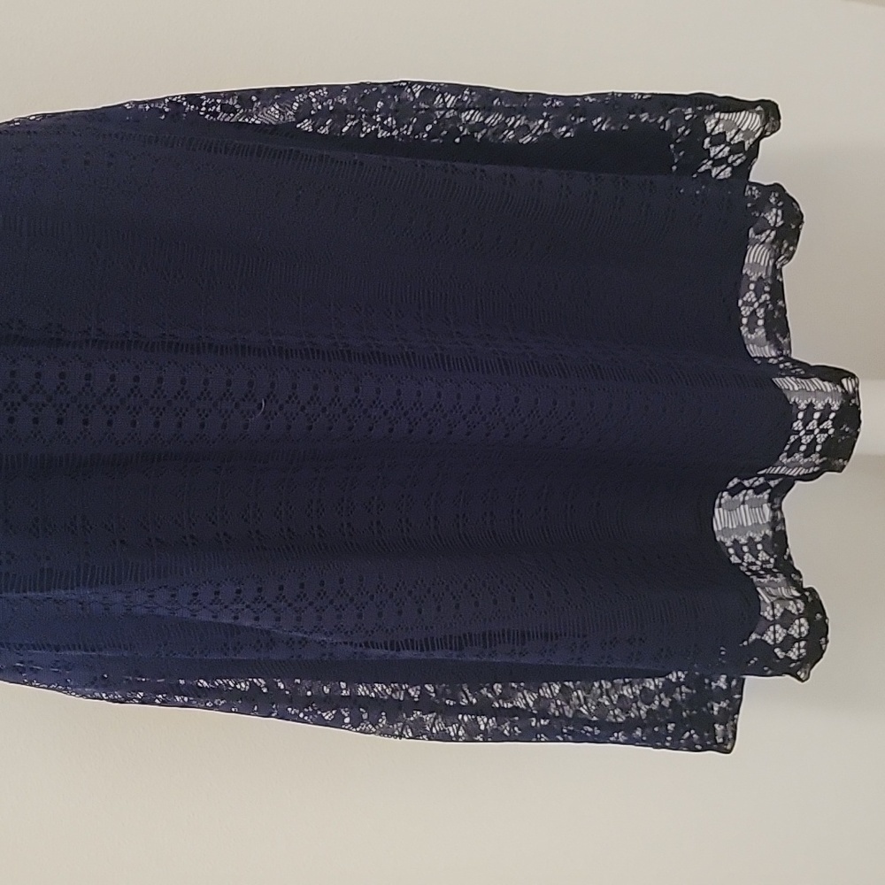 Kim Rogers Lace Overlay Dress Fit & Flare, Navy Blue Size S - Picture 3 of 8